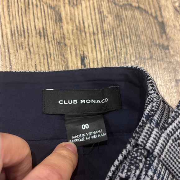 Club Monaco Plaid Belted Mini Skirt Grey Check Size 00 Work Office Preppy - Picture 2 of 8
